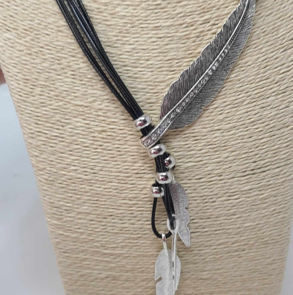 Fashion feather pendant‎ adjustable rope necklace